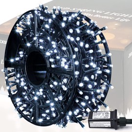 JMEXSUSS 500 LED White Christmas Lights Outdoor, 173ft 8 Modes Christmas String Lights Plug in, Waterproof LED Christmas Tree Lights Green Wire for Indoor Tree Wedding Party Xmas Decorations