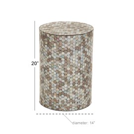 Deco 79 Mother of Pearl Shell Geometric Handmade Side End Accent Table Mosaic End Table, Side Table 14" x 14" x 20", Multi Colored