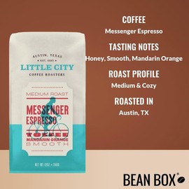 Messenger Espresso - Roasted by Little City Coffee Roasters - Whole Bean Coffee - 12 Ounce Bag