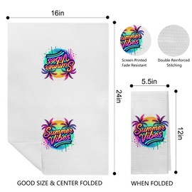 Kemingni Summer Vibes Kitchen Towels Set of 2, Aloha Hawaiian Summer Tropical Dish Towels for Kitchen, Summer Beach Hand Towels for Bathroom, Summer Kitchen Bathroom Decor, 16x24 Inches