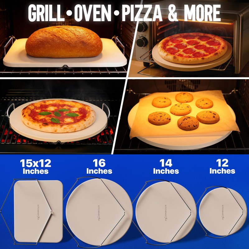 KitchenStar 16-inch Pizza Stone for Oven and BBQ Grill with