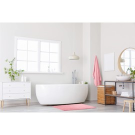 Emma Barclay Noodle Soft Touch Non-Slip Bathroom Rug in Pink - Bath Mat 45x75cm