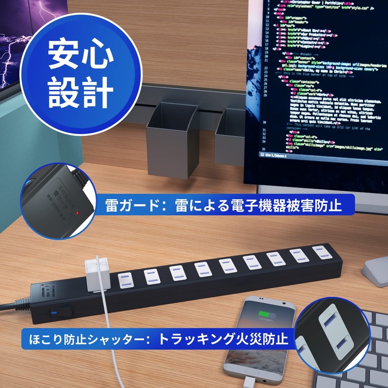 SAYBOUR Power Strip Magnet, Strong, Eligible Invoices, 10 Slots, Lightning
