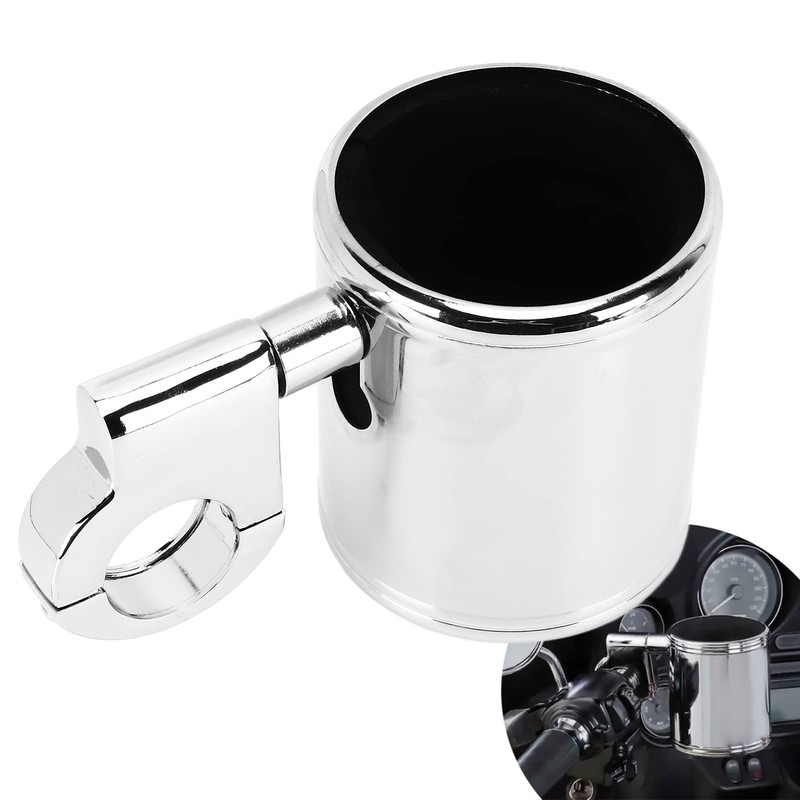 Motorcycle Handlebar Cup Holder Chrome Adjustable Universal for ATV 22-32mm