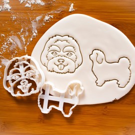 bakerlogy 2-Piece Maltese Dog Breed Cookie Cutter Set (Face and Body)
