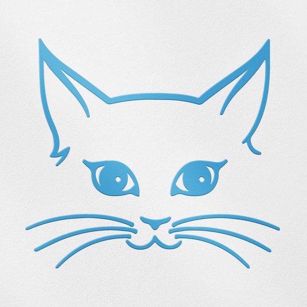 Transparent Decal Stickers of Girly Cat Face (Azure Blue) Premium