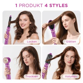 5 in 1 Airstyler Haarstyler, PARWIN PRO BEAUTY Haarstyler Haartrockner Warmluftbürste Set Rot