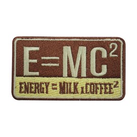 E=MC2 Energy Milk Coffee Patch, Coffee Lover Patch, Funky Patch Humourous Quotes Patch,Embroidered Iron on Sew on Patch Badge for Clothes etc 9x5cm