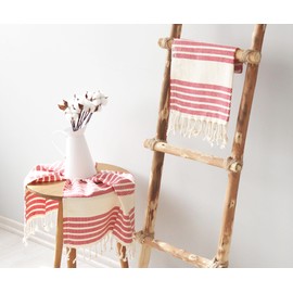 Bazaar Anatolia Turkish Hand Towels for Bathroom Set of 2 | 33"x19", Cotton | Bathroom & Decorative Hand Towels for Kitchen Dishcloth, Tea, Yoga, Face, Gym - Mat Red