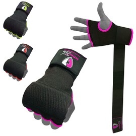 INFINIX SPORTS Guantes de gel para boxeo, para boxeo, vendas acolchadas elásticas debajo de los manoplas, envolturas rápidas para hombres y mujeres, protector de puños, ideal para entrenamiento de artes marciales mixtas (Rosado, Pequeño/Mediano)