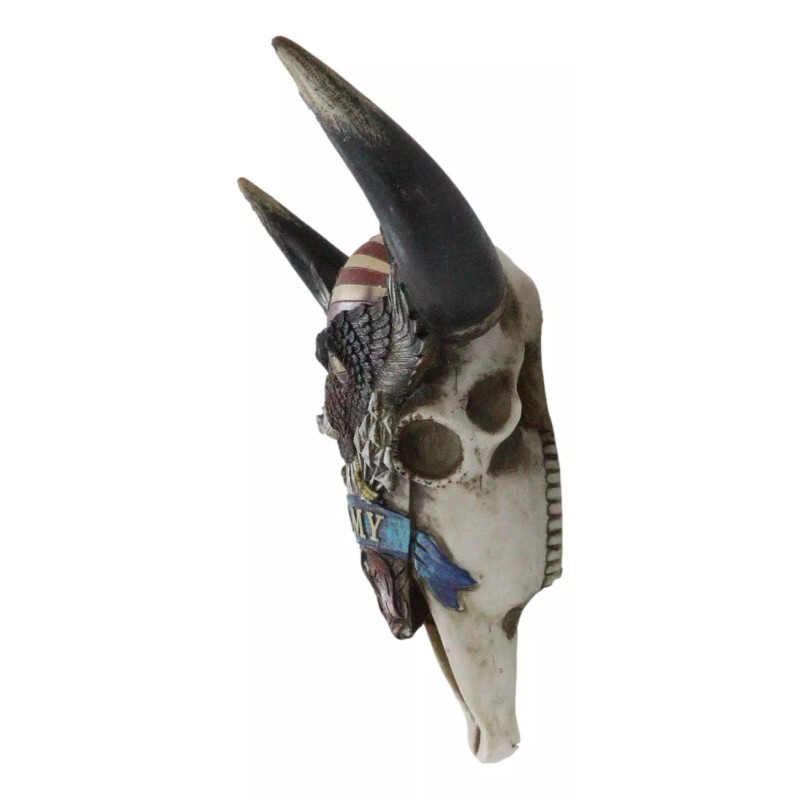 Western Patriotic Bull Cow Skull With American Flag Bald Eagle
