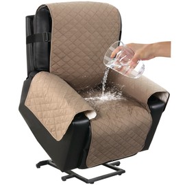 Turquoize 100% Waterproof Power Lift Recliner Cover for Elderly Non Slip Recliner Slipcovers for Power Lift Recliner Chairs Recliner Protector for Elderly,Kids,Dog (Power Lift Recliner 22", Khaki)