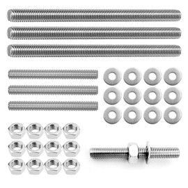6 Stück Gewindestange M8 Edelstahl Hochtemperaturbeständig Stockschrauben M8 Edelstahl Threaded Rod und 12 Muttern und Unterlegscheiben Rostet Nicht Leicht (100mm+200mm)