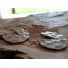 Hammered copper patina circles: side earrings