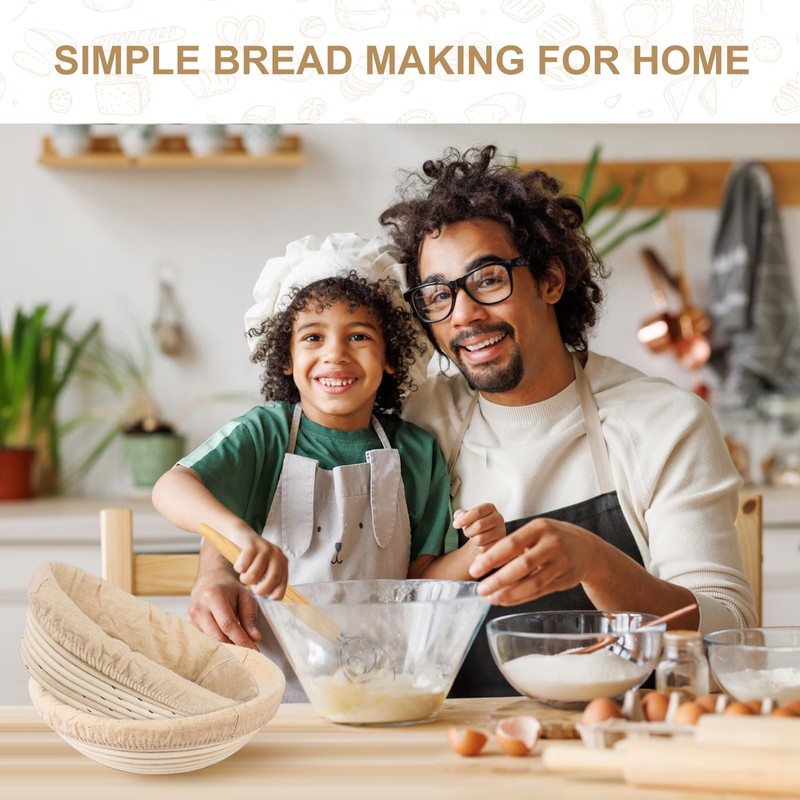TNELTUEB Bread Proofing Basket Set, Incl 10'' Round & 9.6''