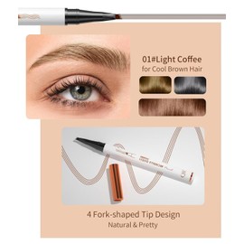 Pack of 2 Microblading Eyebrow Pencils, 2025 Upgraded 3D Waterproof with 4 Fork Tips, Durable, Natural, Finer, Magic Eyebrow Pencil for Women and Girls (2 Pieces Light Brown)