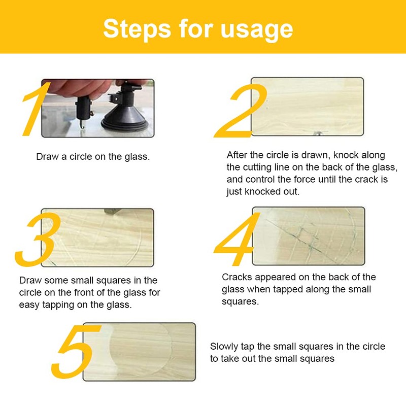Pssopp Circular Glass Cutter with Round Diameter, Adjustable Glass Cutter