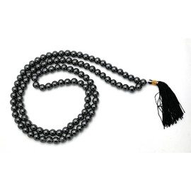 Amazing Gemstone Hematite Buddhist Prayer Beads Japa Mala with 108 Meditation Beads (Without Knots)