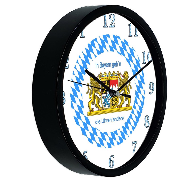 CreaDesign, Wanduhr Kinder personalisiert mit Name, Motiv Bayern, Rahmen Wanduhr
