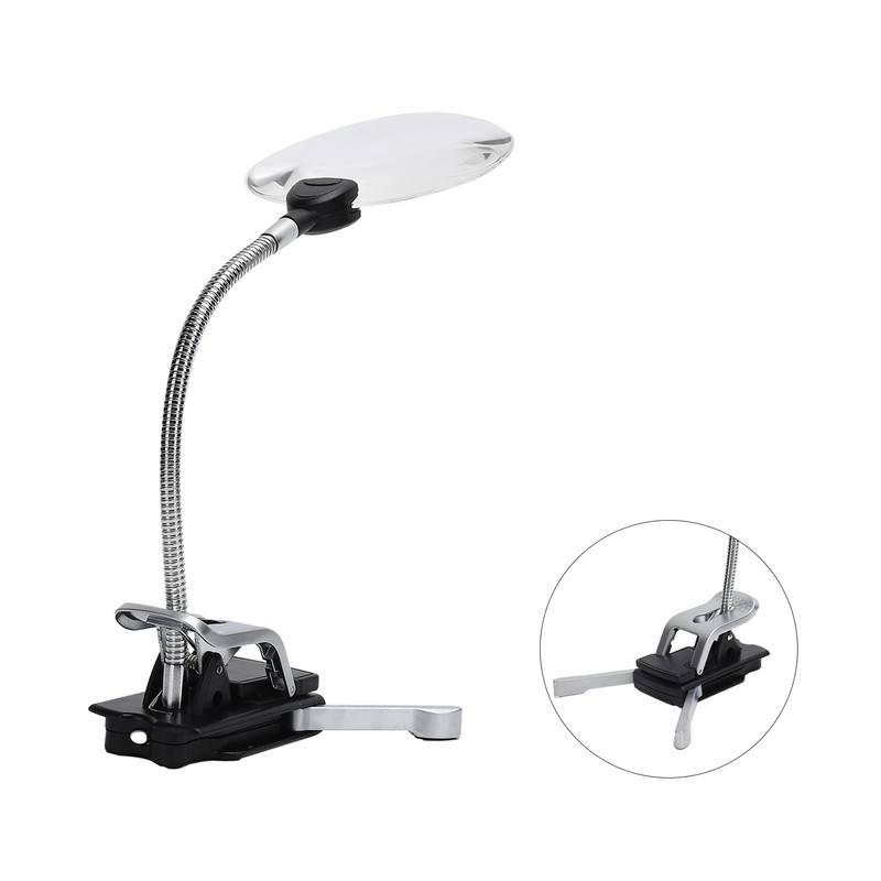 5X/10X Desktop Magnifying Glass with LED Light Adjustable Reading Jewelry
