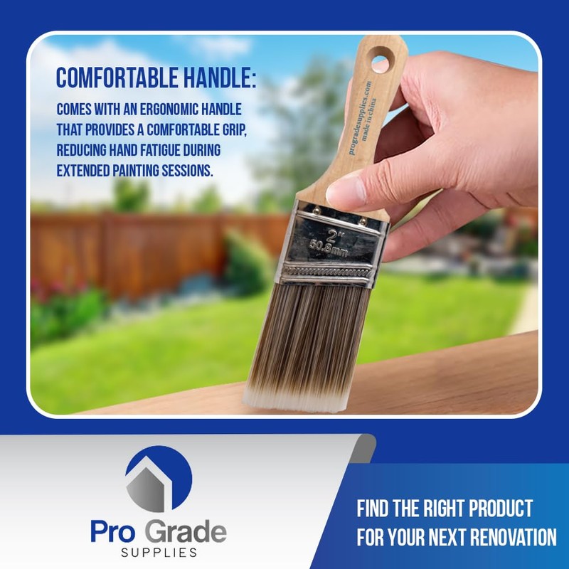 Pro Grade, Paint Brushes, 5-Piece, Paint Brush Set: Flat &
