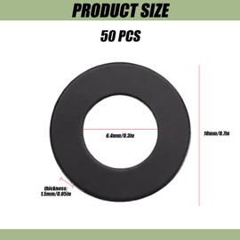 Satiskid 50pcs M6 Washers - 304 Stainless Steel Flat Washers, Heavy Duty Metal Spacers for Bolts & Screws (6mm x 18mm) - General machinery, electronics, light structures Use（Black ）