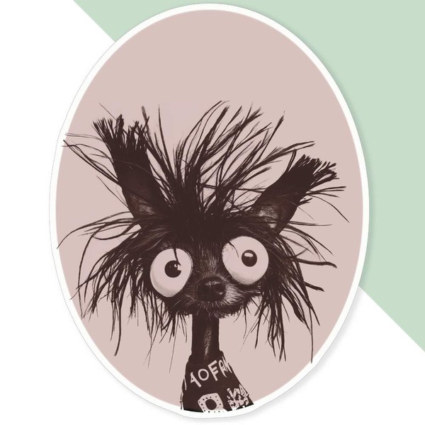 Extra Large 460mm 'Funny Chinese Crested Dog' Permanent Sticker Decal