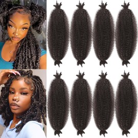 kossys 8 Paquetes De Extensiones De Cabello Afro Trenzado Elástico De 14", N° 4, Preseparadas, Rizadas, De Ganchillo Suave, Para Rastas Sintéticas Desgastadas, Con Trenzas Elásticas Para Mujeres