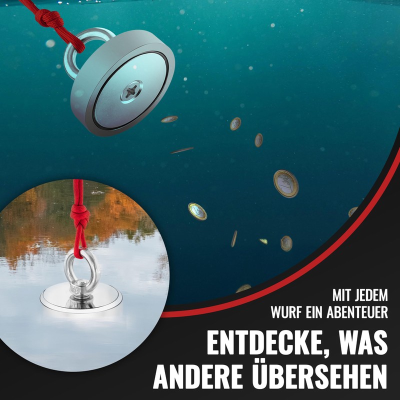 Poppstar Neodymium Eyelet Magnet (Hold Force 160 kg, Diameter 60