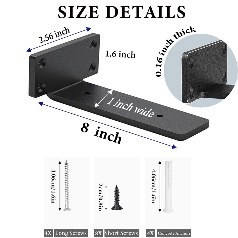 Pubiao 2 Pack Shelf Brackets 20cm, Heavy Duty Wall Brackets,