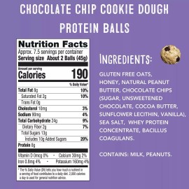 simplyFUEL Chocolate Chip Cookie Dough Protein Balls, 12 oz.
