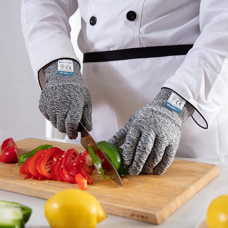Dowellife 3 Pairs Cut Resistant Gloves Food Grade Level 5