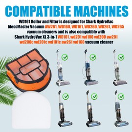 8 Pack Replacement Foam Filters Kit Compatible with Shark WD101, WD161, AW161, WD201 Hydrovac XL 3-in-1 Cordless Vacuum Cleaner Accessories