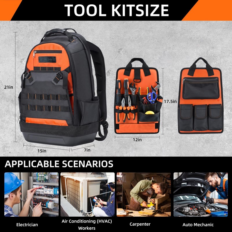 Stahlusdick Tool Backpack Heavy Duty, Large HVAC Work Backpack Tool