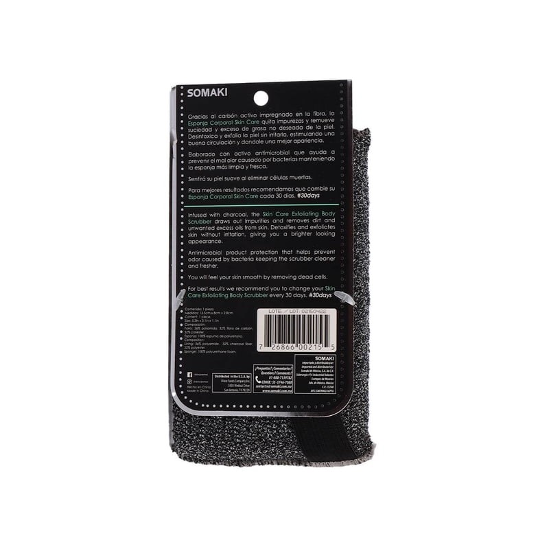 Esponja corporal Skin Care carbón exfoliante 1 pza
