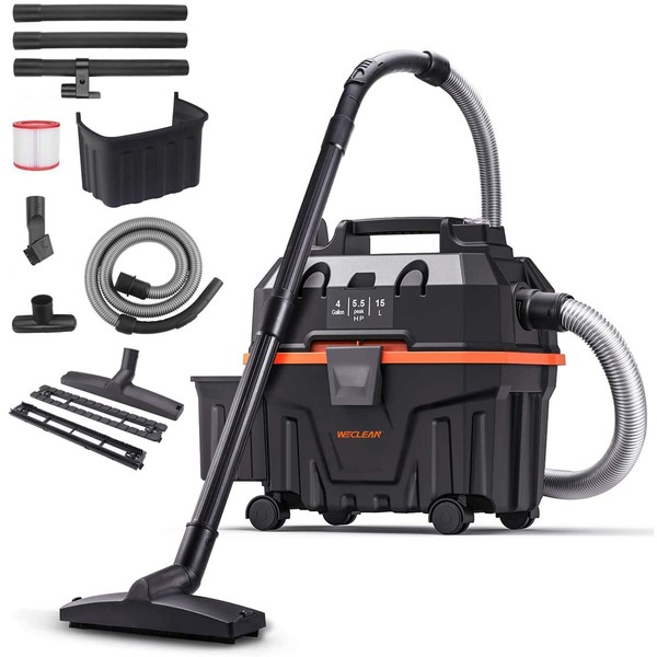 WECLEAN 4 Gallon 5.5 Peak HP Commercial Wet Dry Vacuum