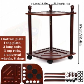 Diegimr Pool Stick Holder Floor Stand, Freestanding Pool Cue Rack Hold up to 8 Cues Sticks Pool Cue Storage Rack Billiards Stick Holder Pool Cue Rack Corner for Game Room Pool Table Accessories