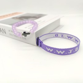 Pingyongchang What Would Jesus Do Bracelets WWJD Beads Bracelet Christian Cross Letter Matching Friendship Couples Protection Braided Religious Bracelets Gift for Women - Purple