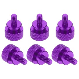 MECCANIXITY 6 Pcs M4x8mm Knurled Thumb Screw Computer Case Threaded Hand Tighten Screws Aluminum Alloy for PC Case, Purple