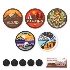 Nseamera 5pcs Iron On Patches with Hook and Loop Fastener for Clothes, 3" Embroidered Patches for Jackets, Backpacks, Jeans, DIY – Easy to Iron, Replaceable, Lock Edge Decorative Patch Set