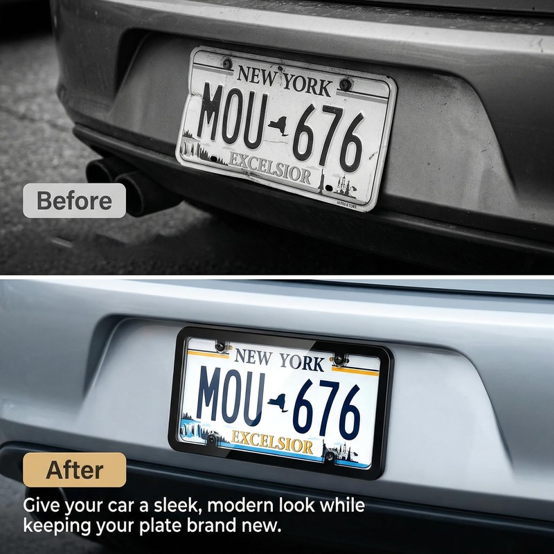 License Plate Frame Cover, Rear Front Car Plate Protector Fits