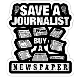 eden tee Save A Journalist Buy A Newspaper Cute Journalism- 4x3 Vinyl Stickers, Laptop Decal, Water Bottle Sticker (Set of 3)