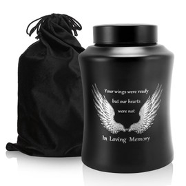 Pilipane Urn for Human Ashes,Decorative Beautiful Ashes Box for Adult Male and Female,Cremation Urns,Memorial Funeral Cremation Large Burial Stainless Steel Urns (Black Pinion, M)