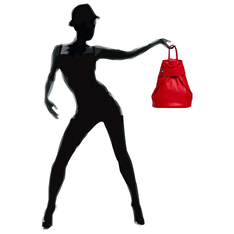 Caspar TL790 Elegant Women's Genuine Leather Backpack - Large, red
