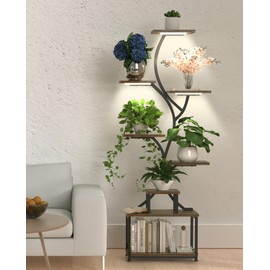 Plant Stand Indoor with Grow Lights, 67" Tall Corner Plant Shelf Flower Stand, 8 Tier Indoor Plant Rack for Living Room, Bedroom, Office, Home Decor, Black