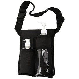 LANLAOER Bolsa para botellas de masaje, 3 bolsillos ajustables para loción de masaje y botella de aceite (3 bolsillos, negro)