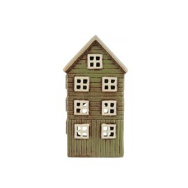 IB Laursen House f/tea light Thorshavn red door on side - W: 10 H: 20 L: 10