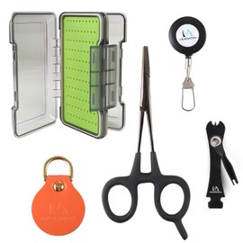 Maxcatch Fly Fishing Accessories Vest Pack Tool Combo Line Nipper/Forceps/Zinger/Leader Straightener(UMSA Fly Box+Accessories)