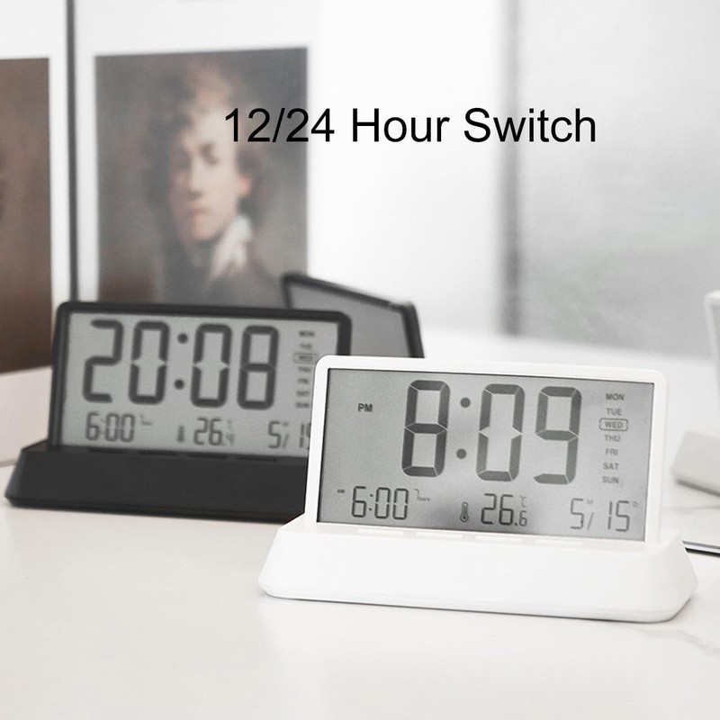 Lancoon LCD Digital Alarm Clock with 3 Alarms Transparent Temperature