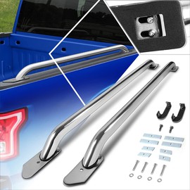 87 Inch Chrome Mild Steel Truck Bed Side Rails Bars w/Stake Holes Compatible with 14-17 Silverado Sierra 96" Bed